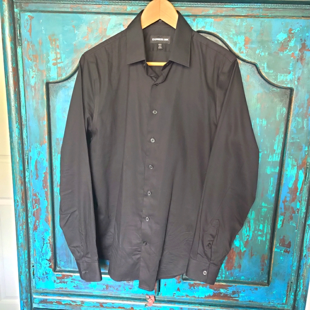 Men's black button down shirt